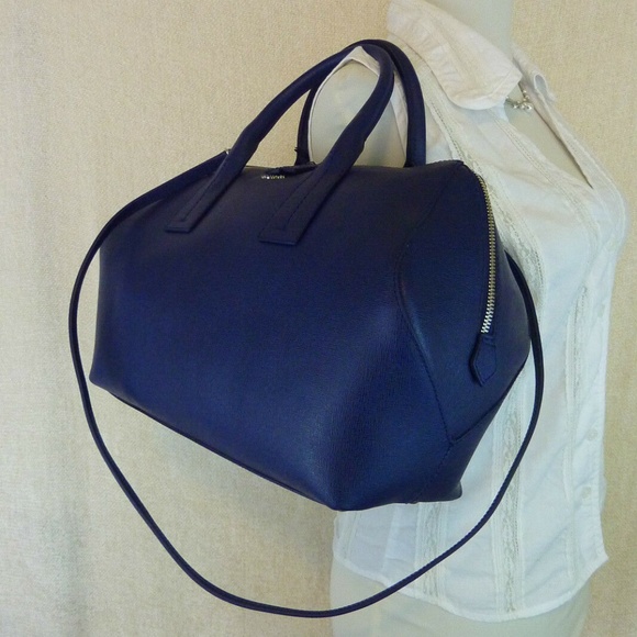 NEW Furla Papermoon Navy Blue Saffiano Leather Top Handle Satchel/Shoulder Bag - Picture 14 of 14